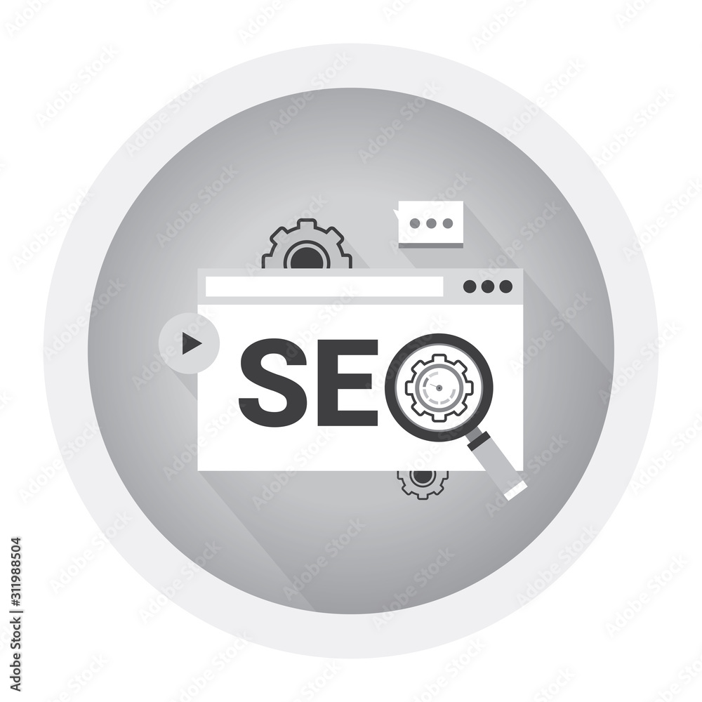 Concepts for search engine optimization and web analytics elements. Black and white icon Concepts for search engine optimization and web analytics elements. Black and white icon
