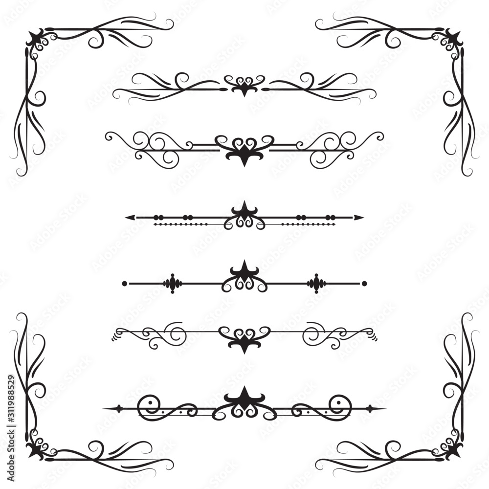 Text separator decoratice divider book typography ornament design elements vintage dividing shapes Border illustration