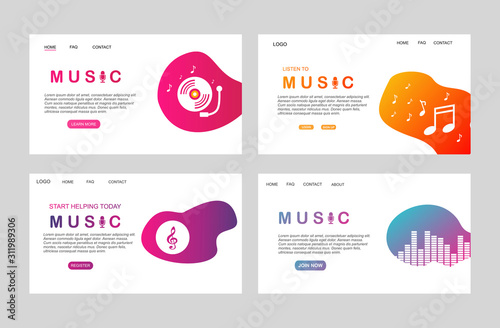 page template of music streaming. Modern flat design concept of web page design for website and mobile website. Easy to edit and customize. Vector illustration