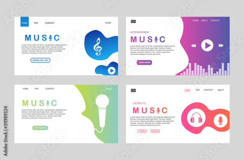 page template of music streaming. Modern flat design concept of web page design for website and mobile website. Easy to edit and customize. Vector illustration