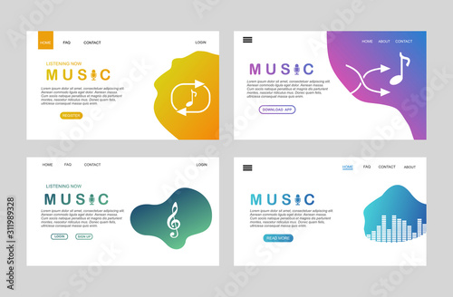 page template of music streaming. Modern flat design concept of web page design for website and mobile website. Easy to edit and customize. Vector illustration