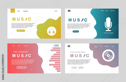 page template of music streaming. Modern flat design concept of web page design for website and mobile website. Easy to edit and customize. Vector illustration