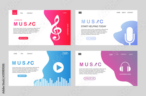 page template of music streaming. Modern flat design concept of web page design for website and mobile website. Easy to edit and customize. Vector illustration