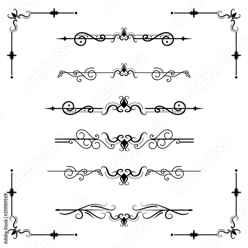 Text separator decoratice divider book typography ornament design elements vintage dividing shapes Border illustration