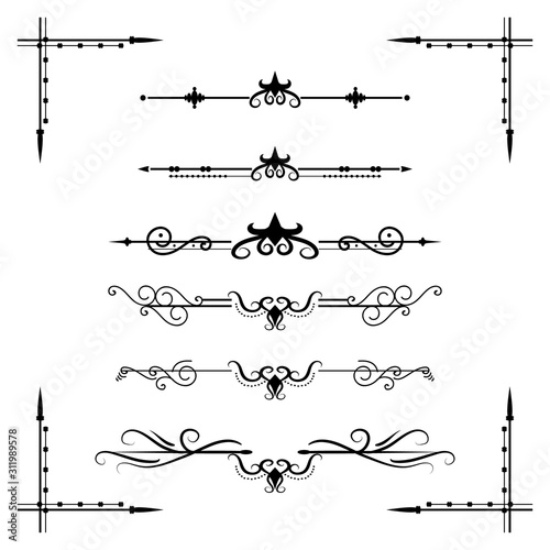 Text separator decoratice divider book typography ornament design elements vintage dividing shapes Border illustration