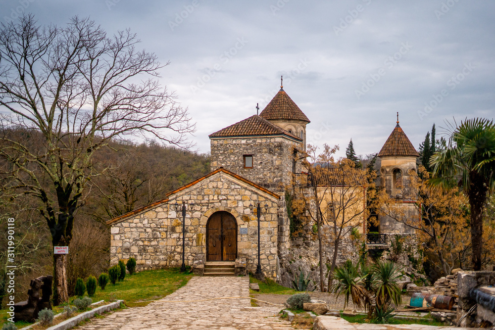 Motsameta Monastery after sunrise , One of the classical monastery in Kutaisi , Georgia 