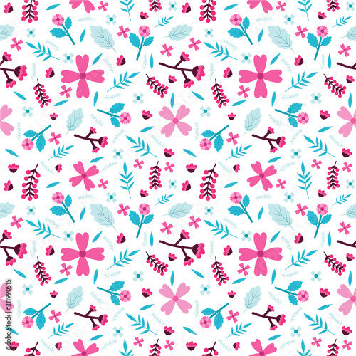 Floral seamless pattern, nature leaf vector