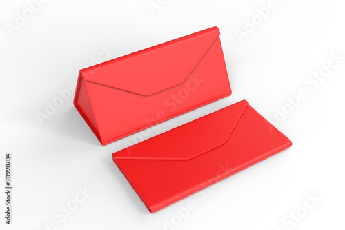 Blank Folding Triangle Magnetic Hard Case Box for Sunglasses for branding design. 3d render illustration.