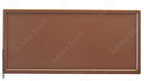 bar of chocolate top view isolated