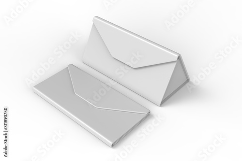 Blank Folding Triangle Magnetic Hard Case Box for Sunglasses for branding design. 3d render illustration.