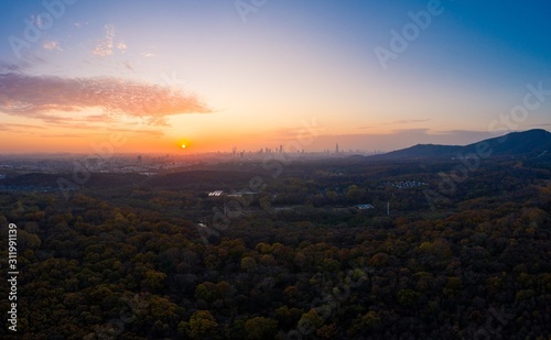 Skyline of Nanjing City at Sunset in China