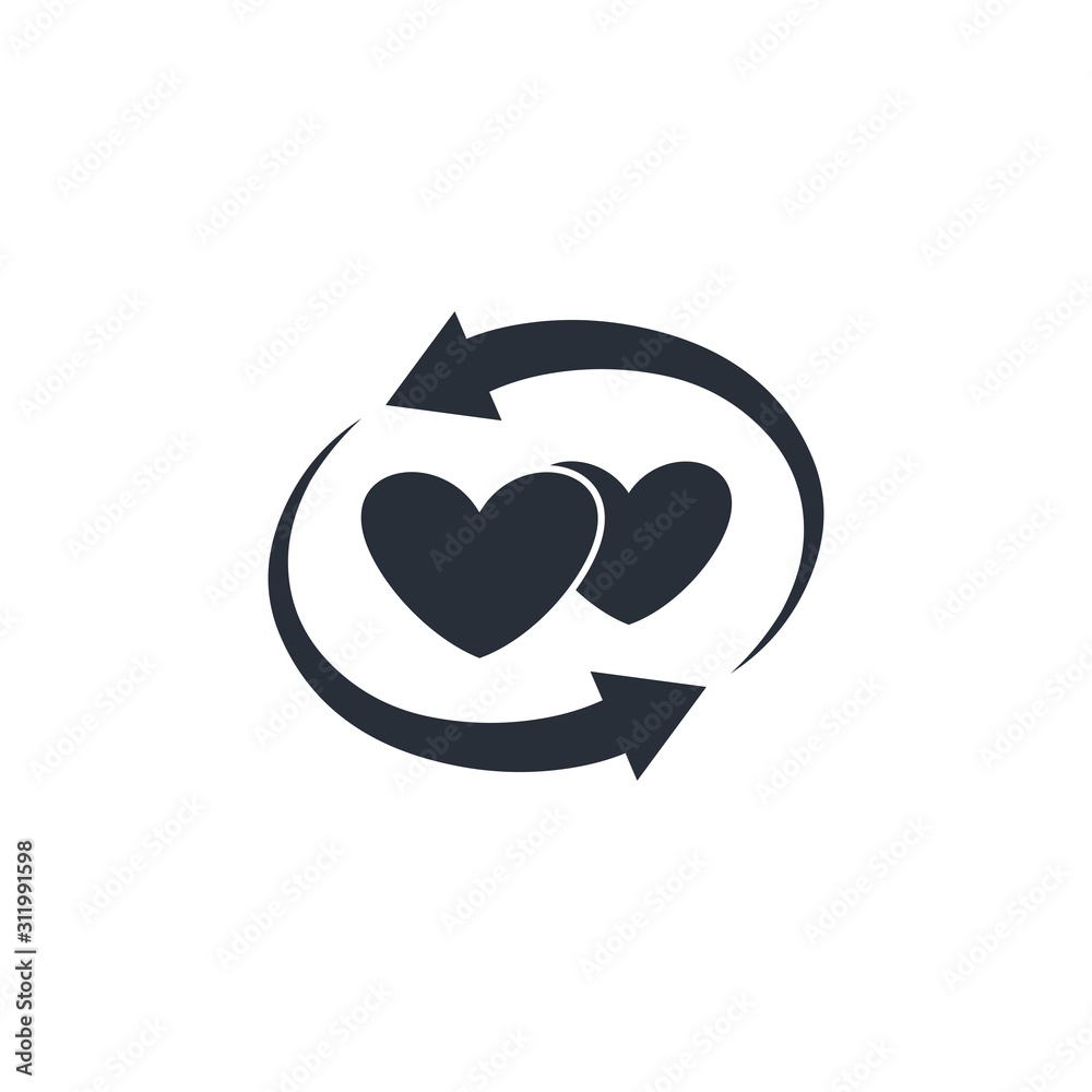 Hearts, movement. New relationships, meetings. Vector icon on a white background. Hearts, movement. New relationships, meetings. Vector icon on a white background.
