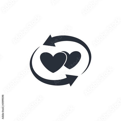 Hearts, movement. New relationships, meetings. Vector icon on a white background.