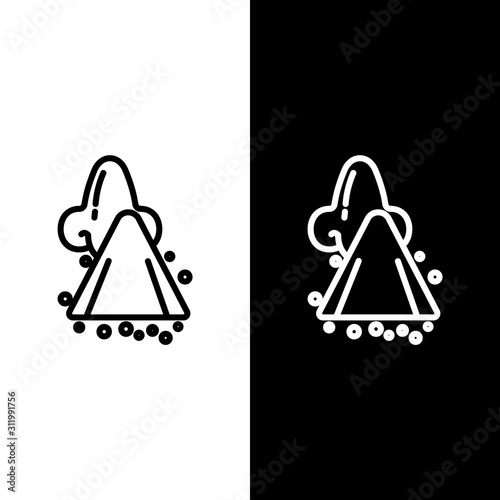 Set line Runny nose icon isolated on black and white background. Rhinitis symptoms, treatment. Nose and sneezing. Nasal diseases.  Vector Illustration