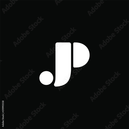 Initial letter J P logo template with bold line font icon in flat design monogram illustration