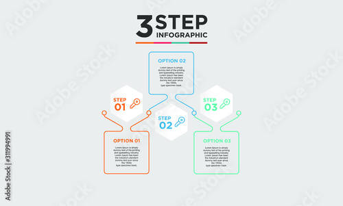 3 step infographic element. Business concept with three options and number, steps or processes. data visualization. Vector illustration.