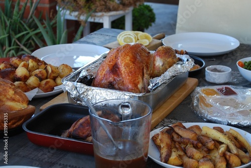 Outside Christmas Dinner Table Display photo