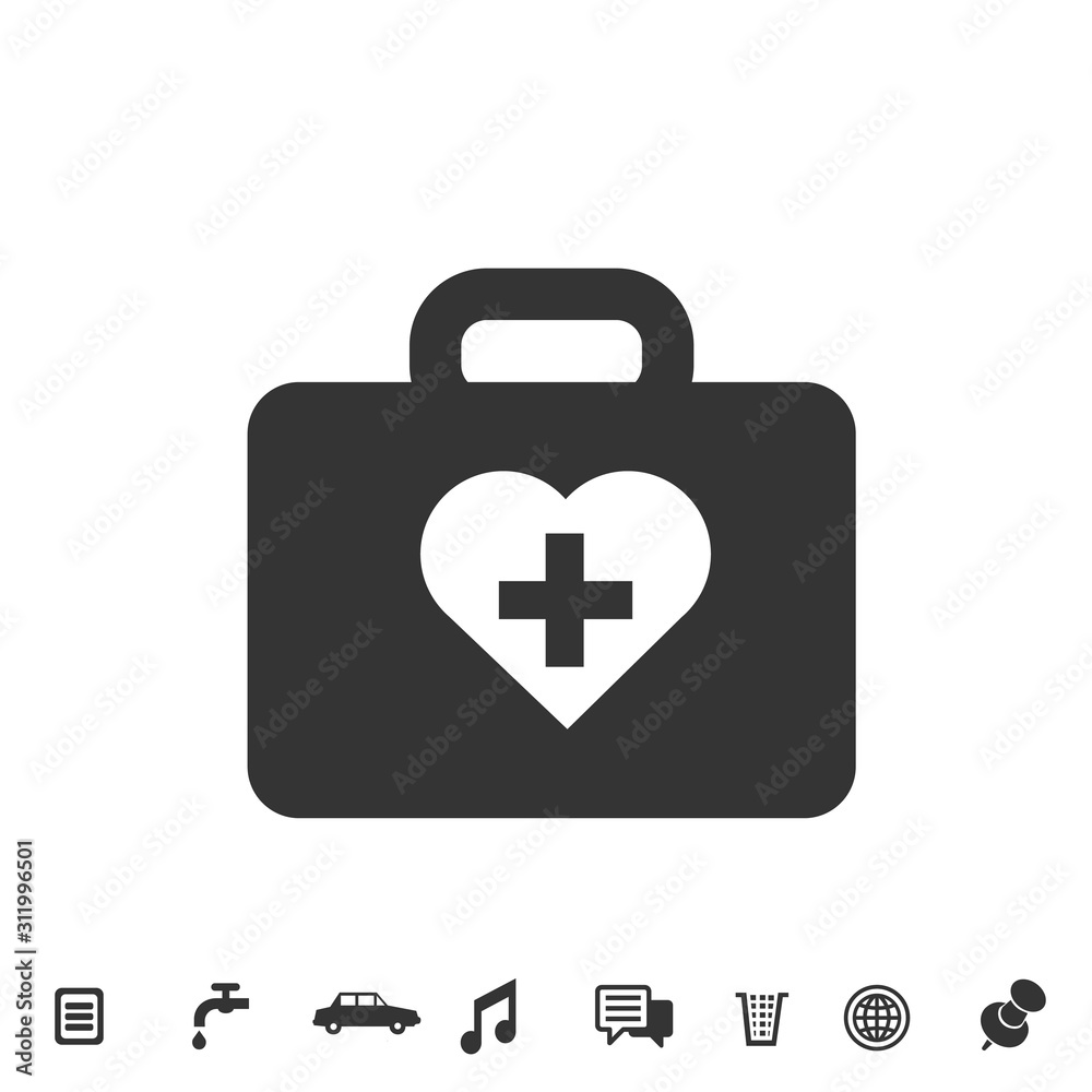 Obraz premium first aid kit box icon vector illustration for website and graphic design symbol