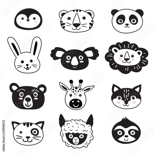 Scandinavian style animals for kids and baby t-shirts and wear, nursery posters for baby room, greeting cards etc