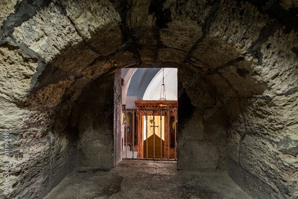 The interior of the St. Nicholas church dungeon in Bayt Jala - a suburb ...