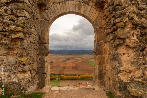 Obraz na płótnie Gorzmaz fortress a very cloudy day in Soria w salonie