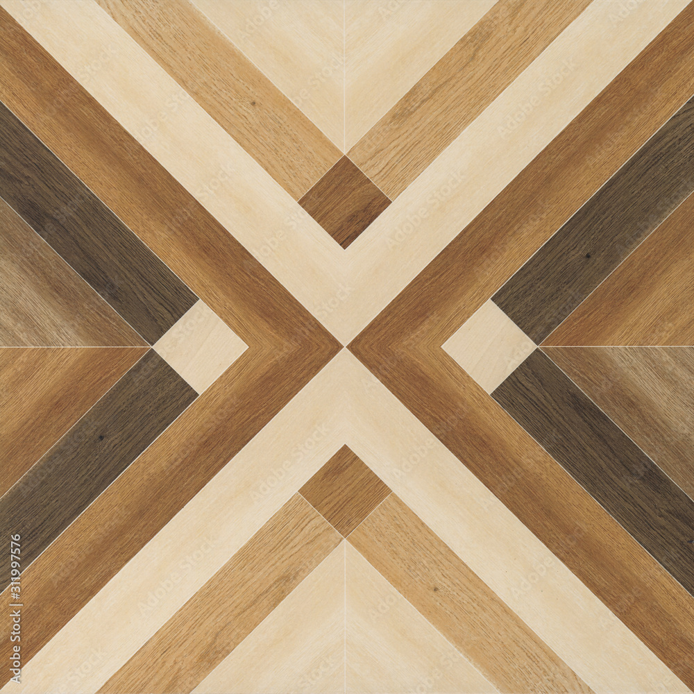 Wood texture background, X shaped, seamless pattern, Geometric wooded tile - obrazy, fototapety, plakaty 