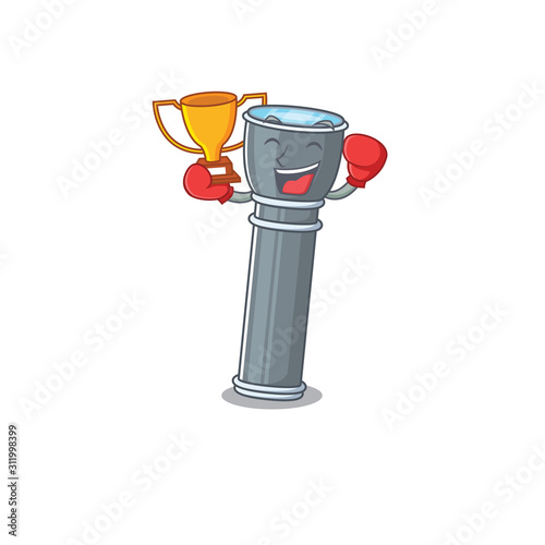 Super cool Boxing winner flashlight Scroll in mascot cartoon design