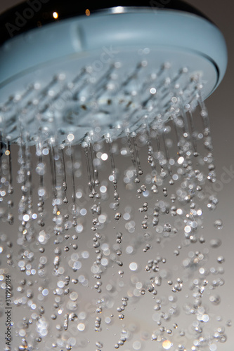 Water drops and shower head.