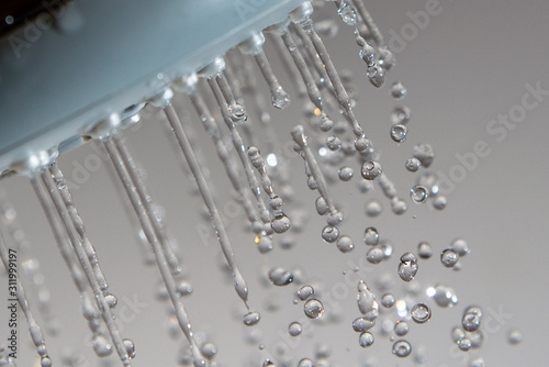 Water drops and shower head.