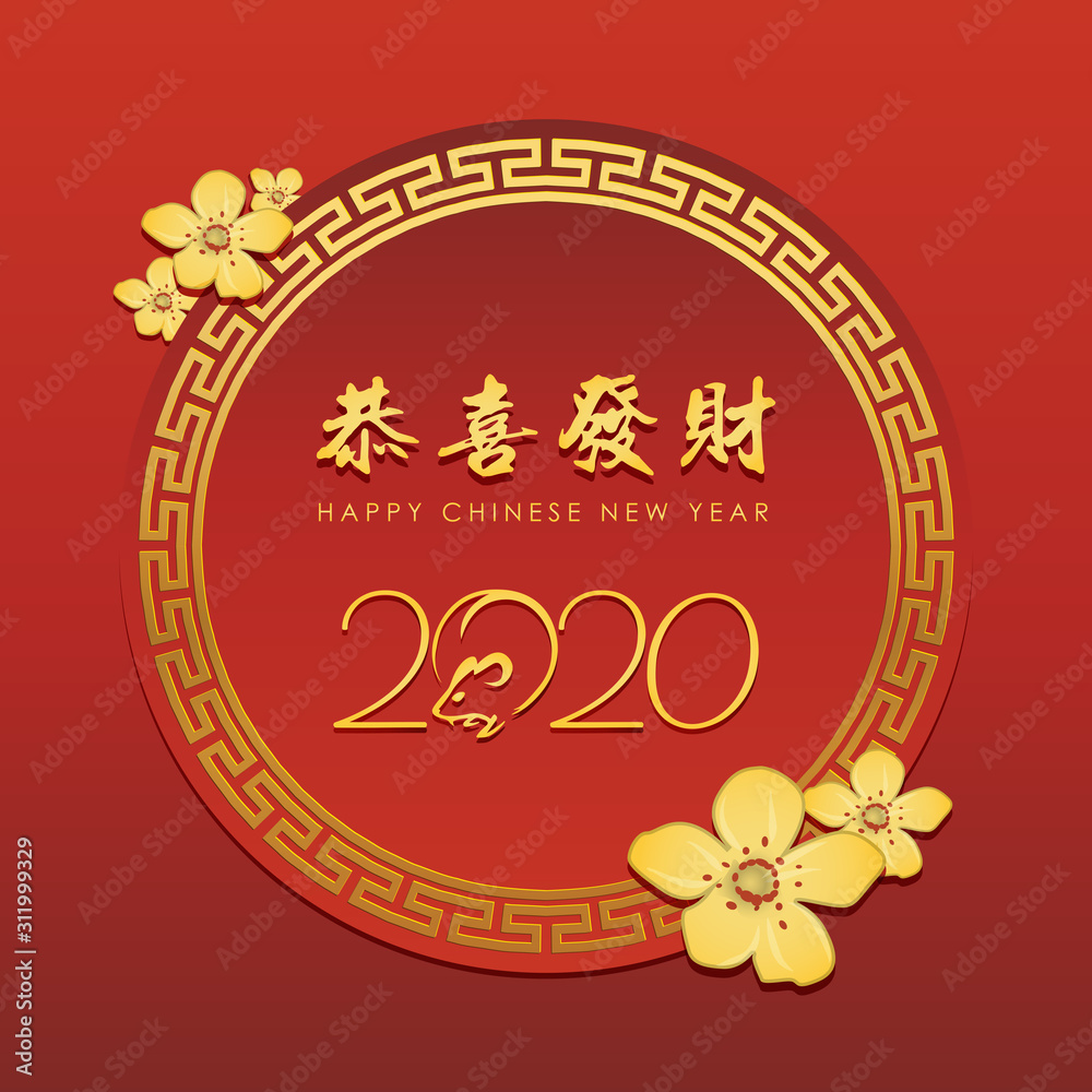 Happy Chinese New Year Greeting Year of The Rat 2020