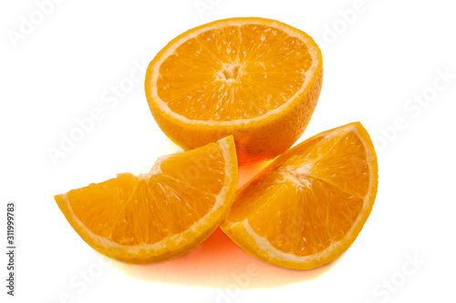 Oranges isolated on a white background. Fresh citrus fruits.