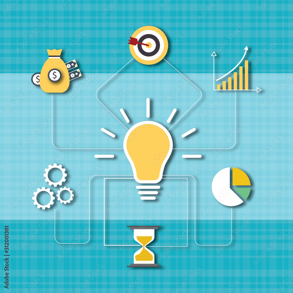 Fototapeta premium Big idea concept design with blue background