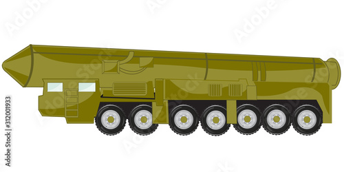 Vector illustration of the car tractor with ballistic rocket