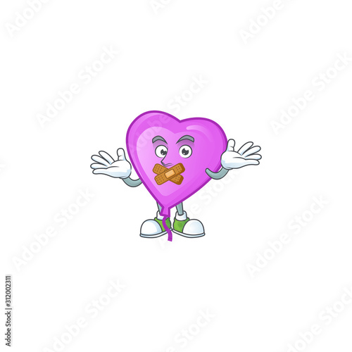 Purple love balloon cartoon character style with silent gesture