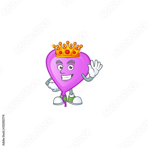 Cool King of purple love balloon on cartoon character style