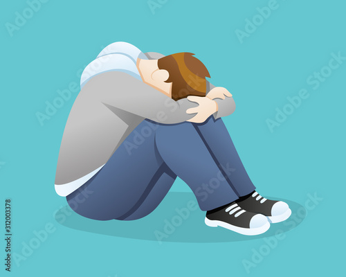 Depressed man feeling sadness