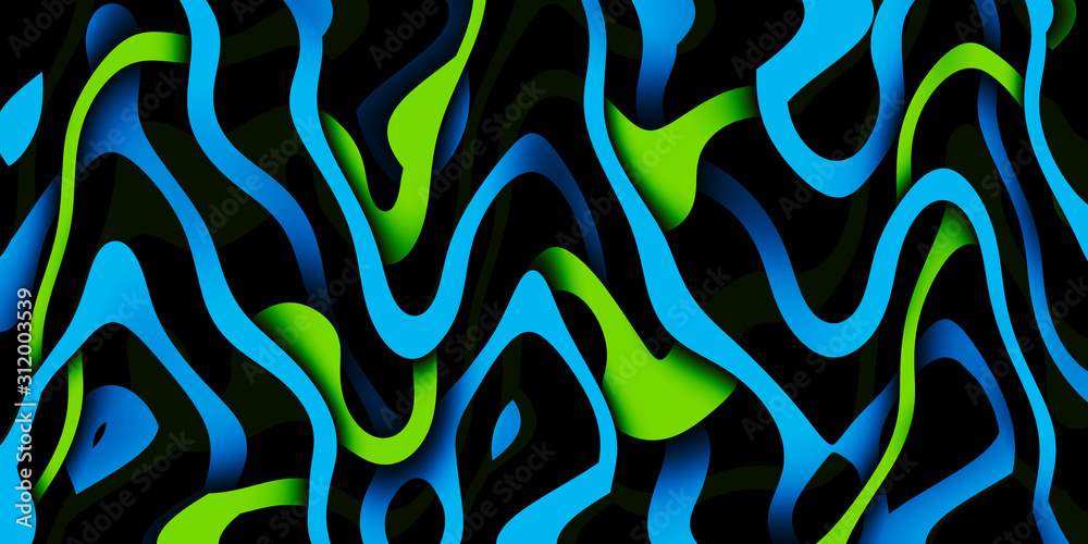 Multicolor glowing twisted lines on black background. Abstract psychedelic 3D illustration Multicolor glowing twisted lines on black background. Abstract psychedelic 3D illustration