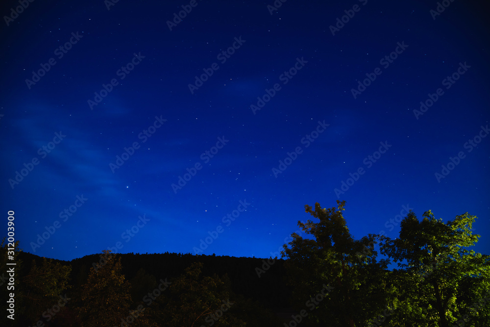 Milky way stars on a dark night sky.