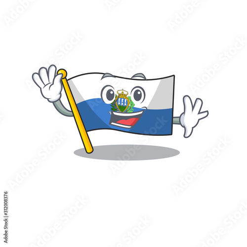 Waving cute smiley flag san marino Scroll cartoon character design
