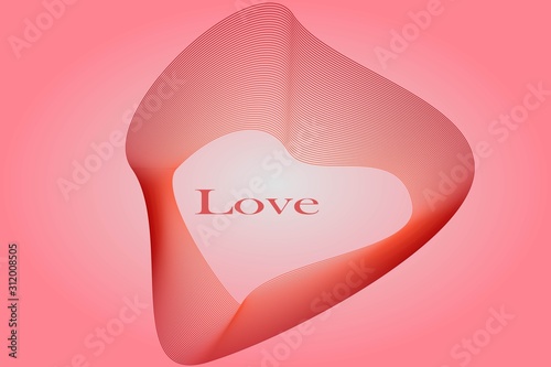 Postcard Valentine's Day. Concept with sparkling heart is abstract and space for text input. Red background. Festive banner  or poster