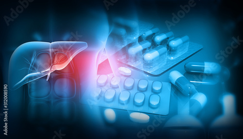 Foto Human liver with medicine