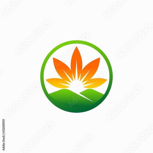 Cannabis logo that formed hills and sun