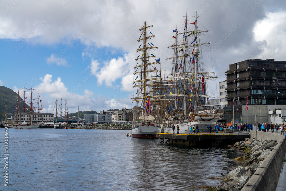 Alesung harbor during tall ship race, Norway