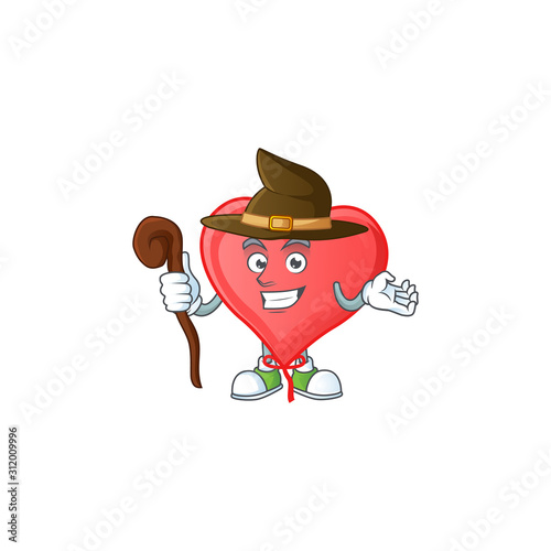 Happy Face Witch red love balloon cartoon character style