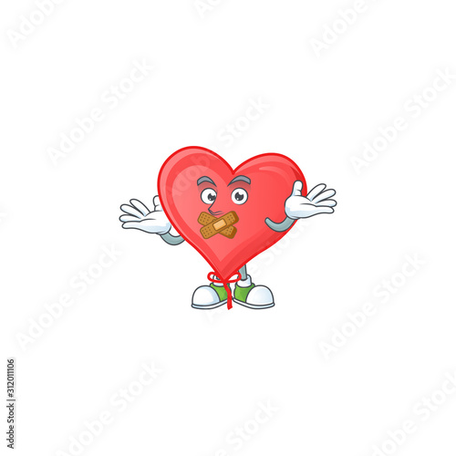 Red love balloon cartoon character style with silent gesture