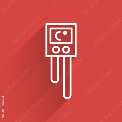 White line Temperature and humidity sensor icon isolated with long shadow.  Vector Illustration