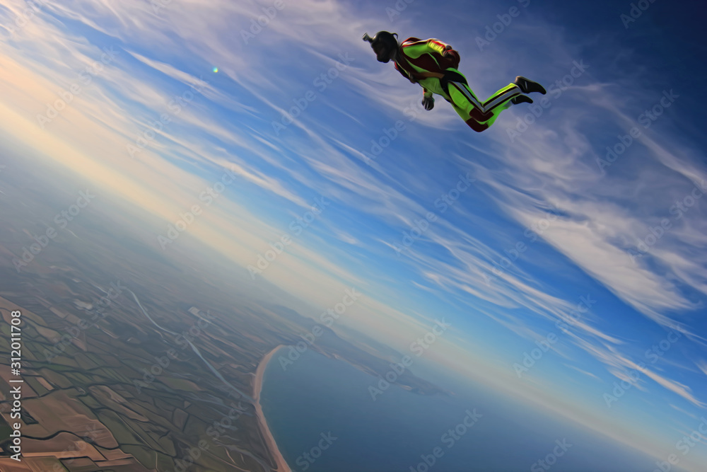 Courage. Brave men in parachute equipment. Fly men in green suit. Free lifestyle. Courage. Brave men in parachute equipment. Fly men in green suit. Free lifestyle.