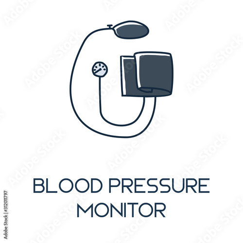 blood pressure minimalist out line hand drawn medic flat icon illustration