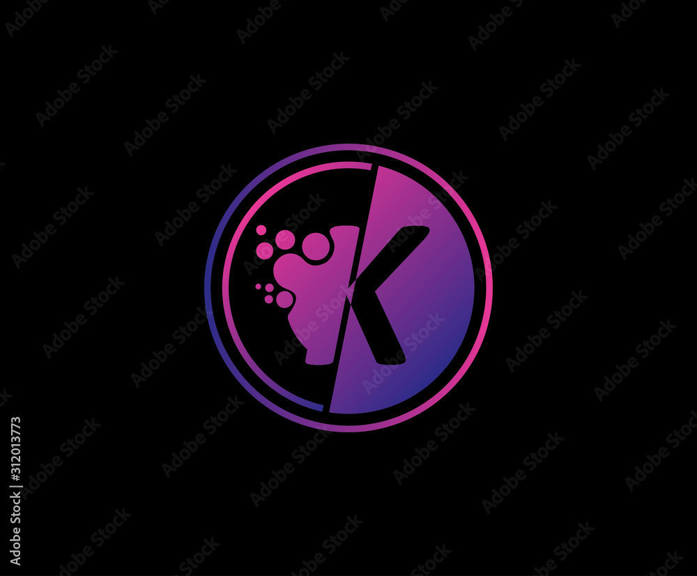 Dotted K Letter Techno Logo. Dotted K Letter Techno Logo.