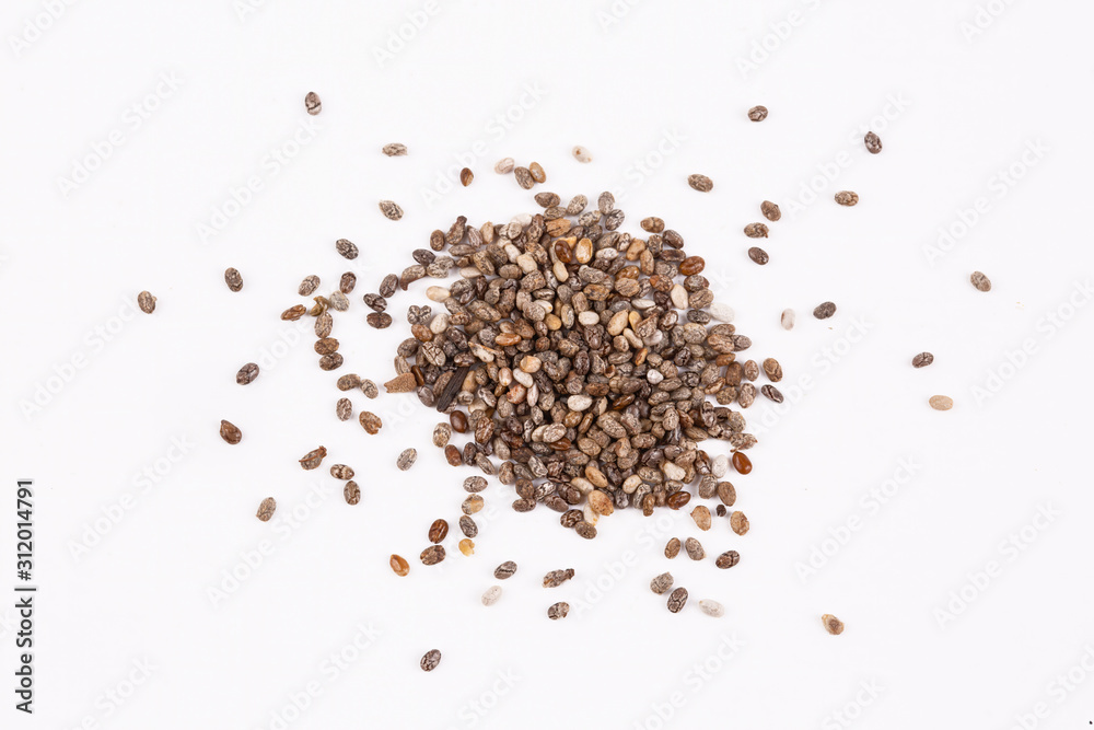 Top view of chia seeds. Can be used as background. The people of the ancient Aztec and Incan empires revered chia seeds as viral nourishment. Top view of chia seeds. Can be used as background. The people of the ancient Aztec and Incan empires revered chia seeds as viral nourishment.